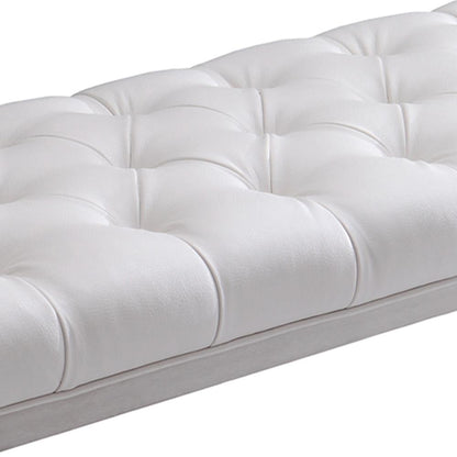 Armen Living - Milo Bench in Brushed Stainless Steel finish with White PU - LCMIBEWH veiw 3