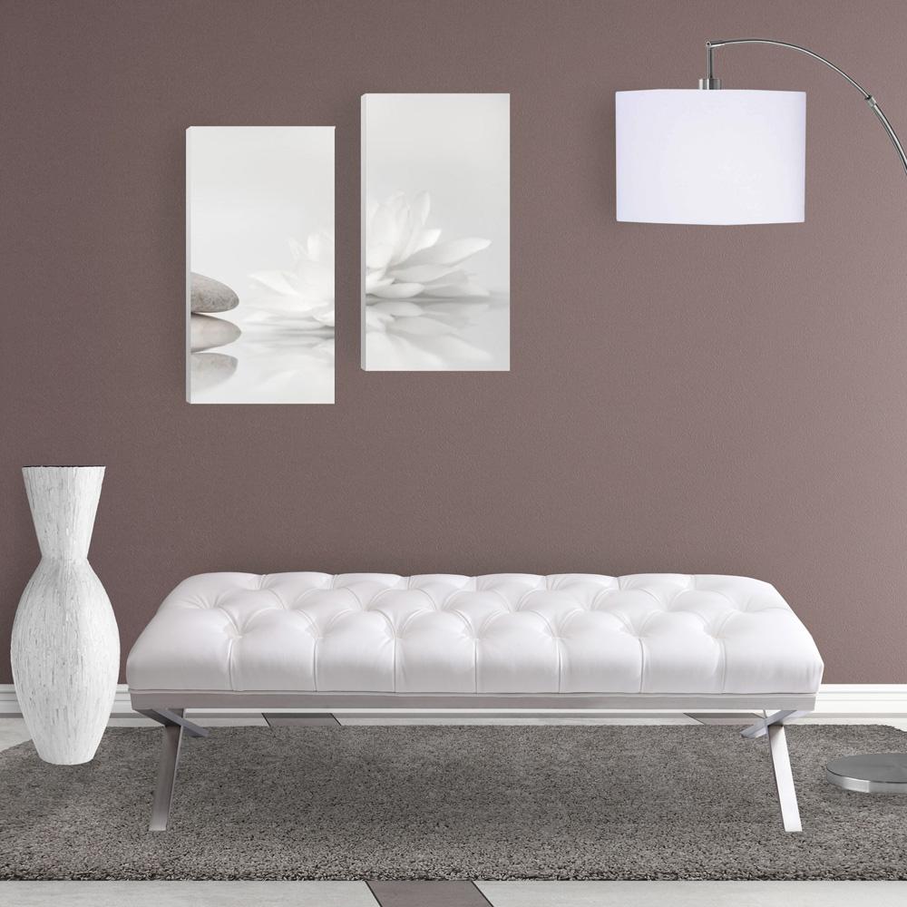 Armen Living - Milo Bench in Brushed Stainless Steel finish with White PU - LCMIBEWH veiw 5