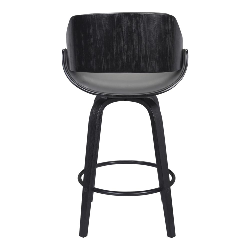 Armen Living - Mona 26in Counter Height Swivel Grey Faux Leather and Black Wood Bar Stool - LCMNBABLGR26 veiw 3