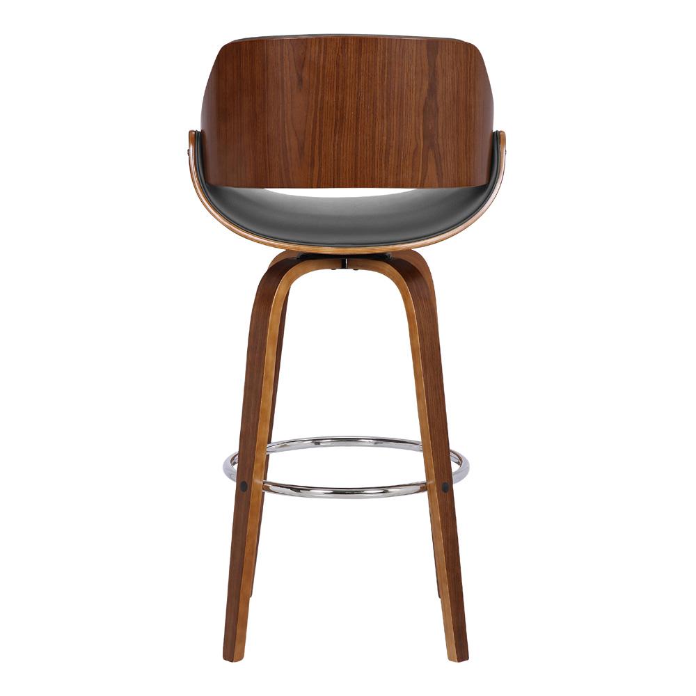 Armen Living - Mona 26in Counter Height Swivel Grey Faux Leather and Walnut Wood Bar Stool - LCMNBAWAGR26 veiw 5
