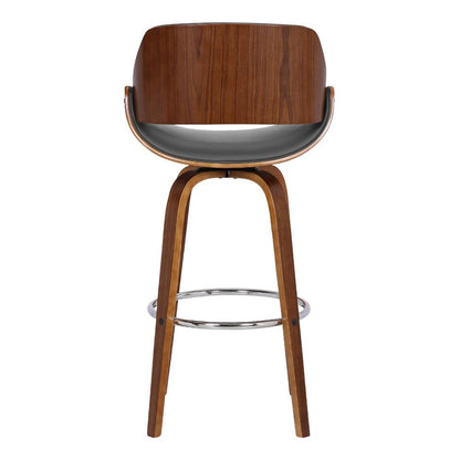 Armen Living - Mona 26in Counter Height Swivel Grey Faux Leather and Walnut Wood Bar Stool - LCMNBAWAGR26 veiw 5