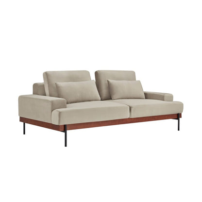 Armen Living - Monet 86in Mid-Century Modern Beige Velvet Sofa - LCMOSOBEIGE veiw 2
