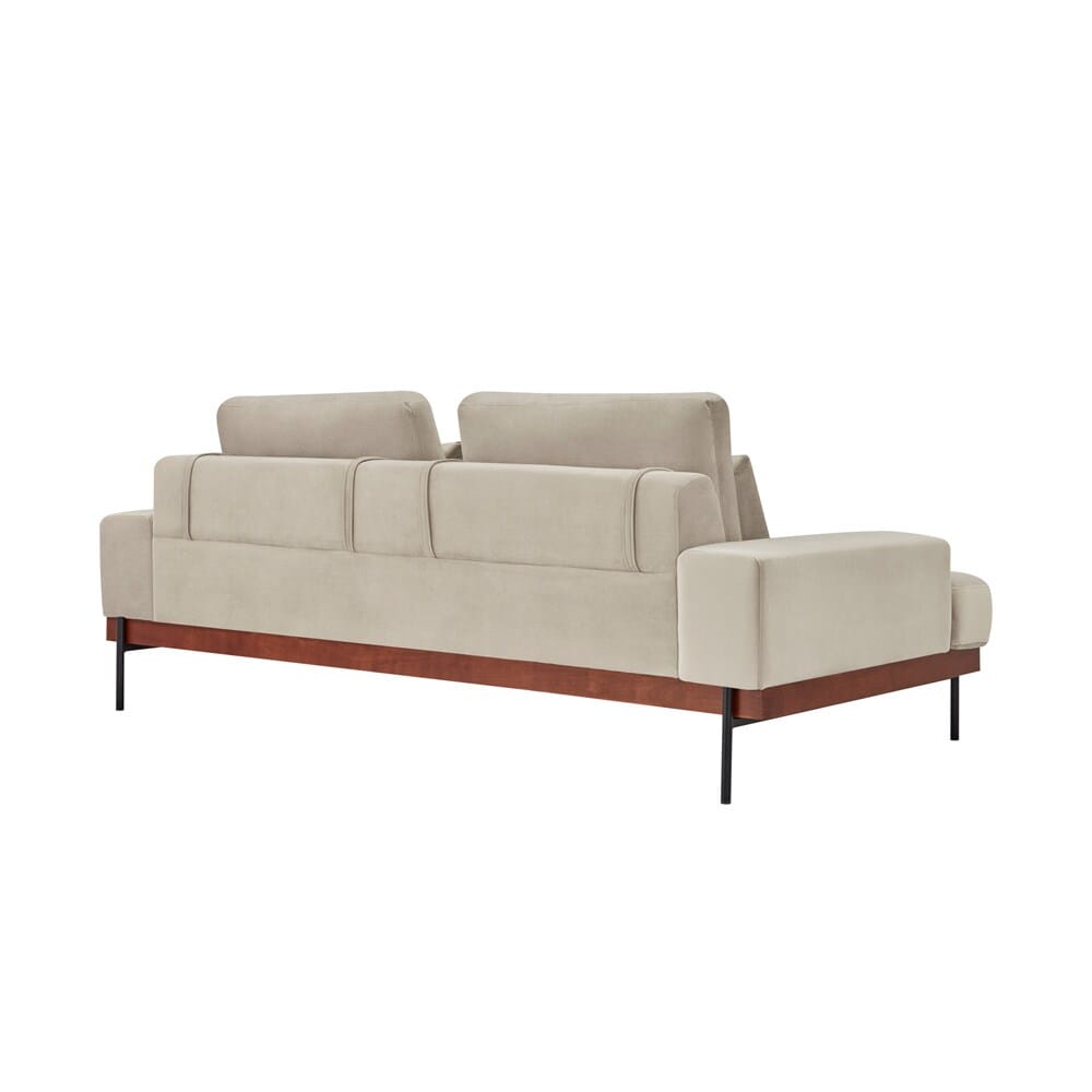Armen Living - Monet 86in Mid-Century Modern Beige Velvet Sofa - LCMOSOBEIGE veiw 3