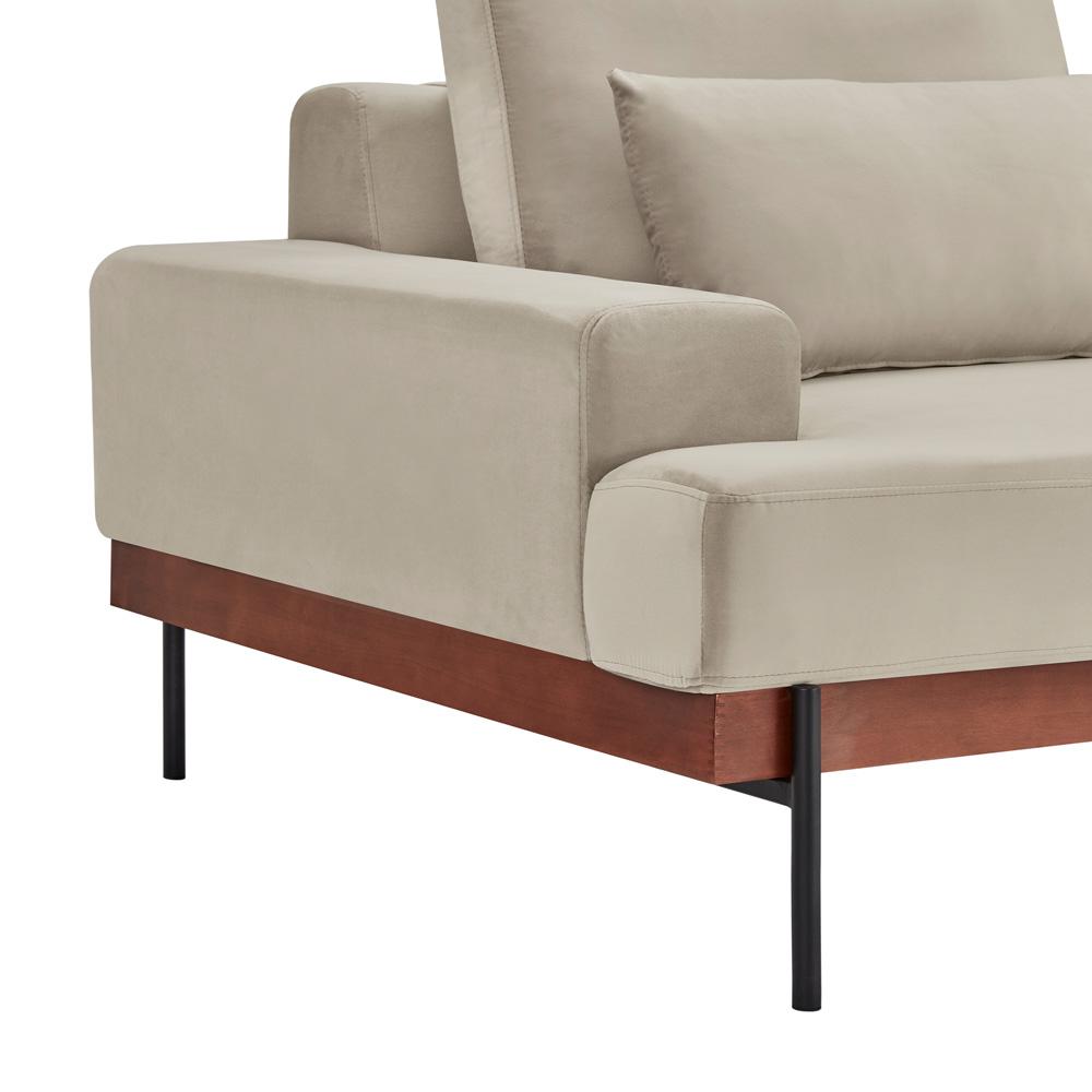 Armen Living - Monet 86in Mid-Century Modern Beige Velvet Sofa - LCMOSOBEIGE veiw 4
