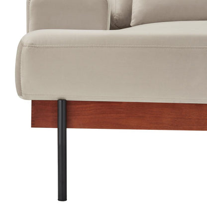 Armen Living - Monet 86in Mid-Century Modern Beige Velvet Sofa - LCMOSOBEIGE veiw 5