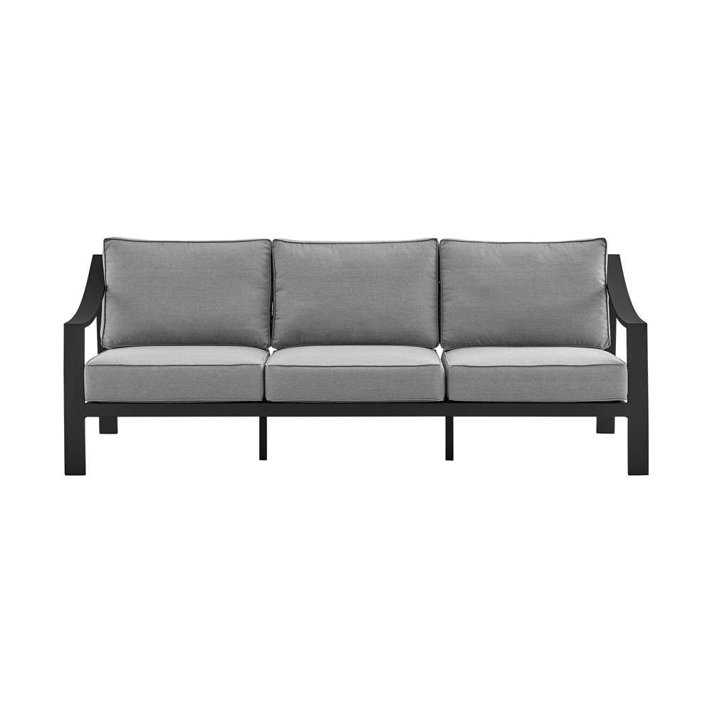 Armen Living - Mongo 4 Piece Outdoor Patio Furniture Set in Black Aluminum with Grey Cushions - 840254332423 veiw 2