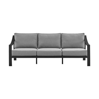 Armen Living - Mongo 4 Piece Outdoor Patio Furniture Set in Black Aluminum with Grey Cushions - 840254332423 veiw 2