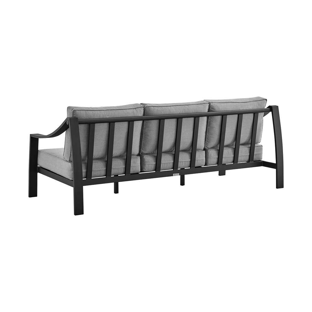 Armen Living - Mongo 4 Piece Outdoor Patio Furniture Set in Black Aluminum with Grey Cushions - 840254332423 veiw 5
