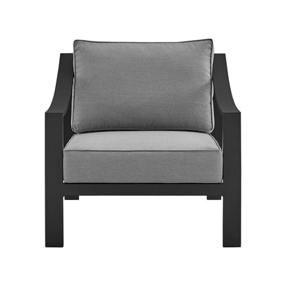 Armen Living - Mongo 4 Piece Outdoor Patio Furniture Set in Black Aluminum with Grey Cushions - 840254332423 veiw 6