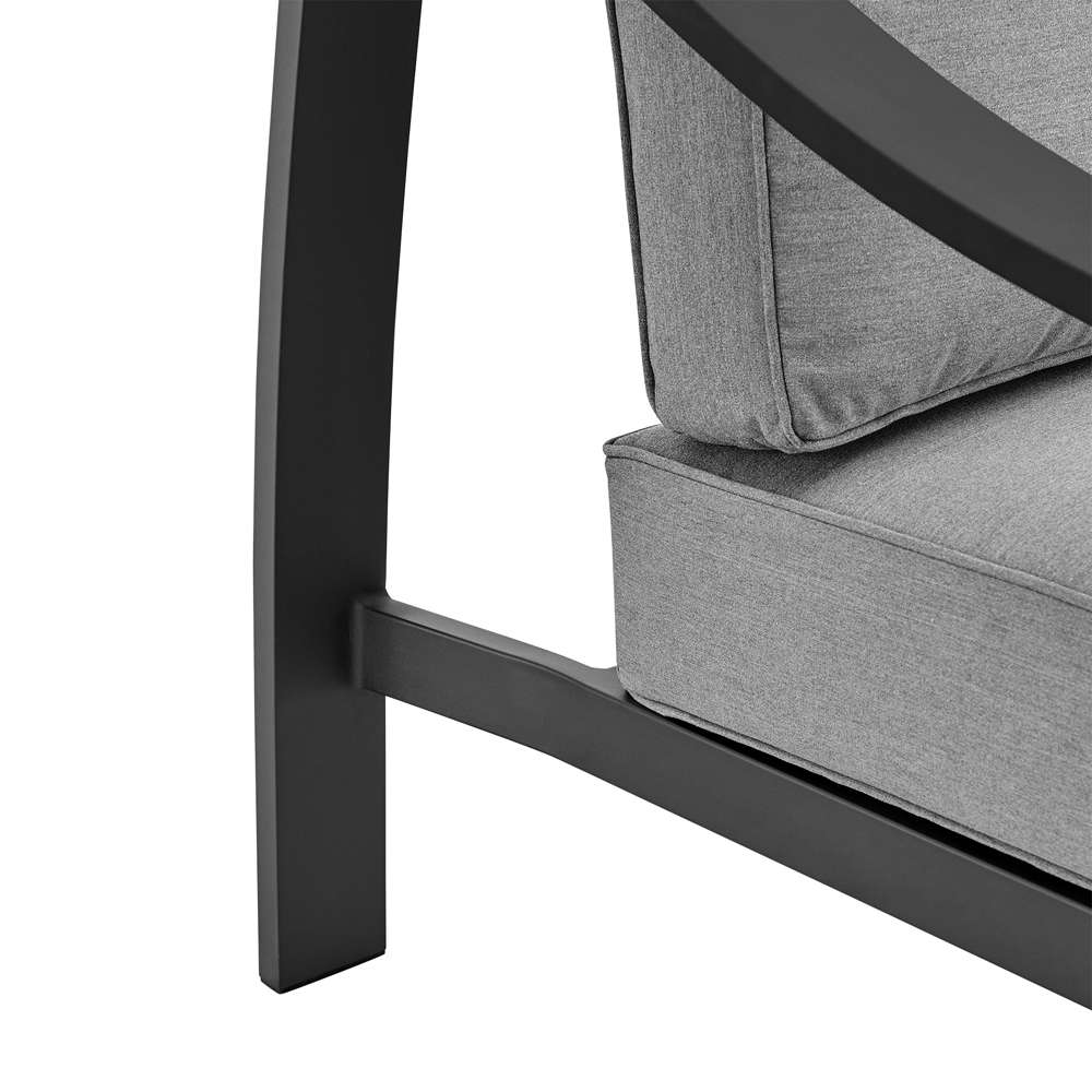 Armen Living - Mongo 4 Piece Outdoor Patio Furniture Set in Black Aluminum with Grey Cushions - 840254332423 veiw 7