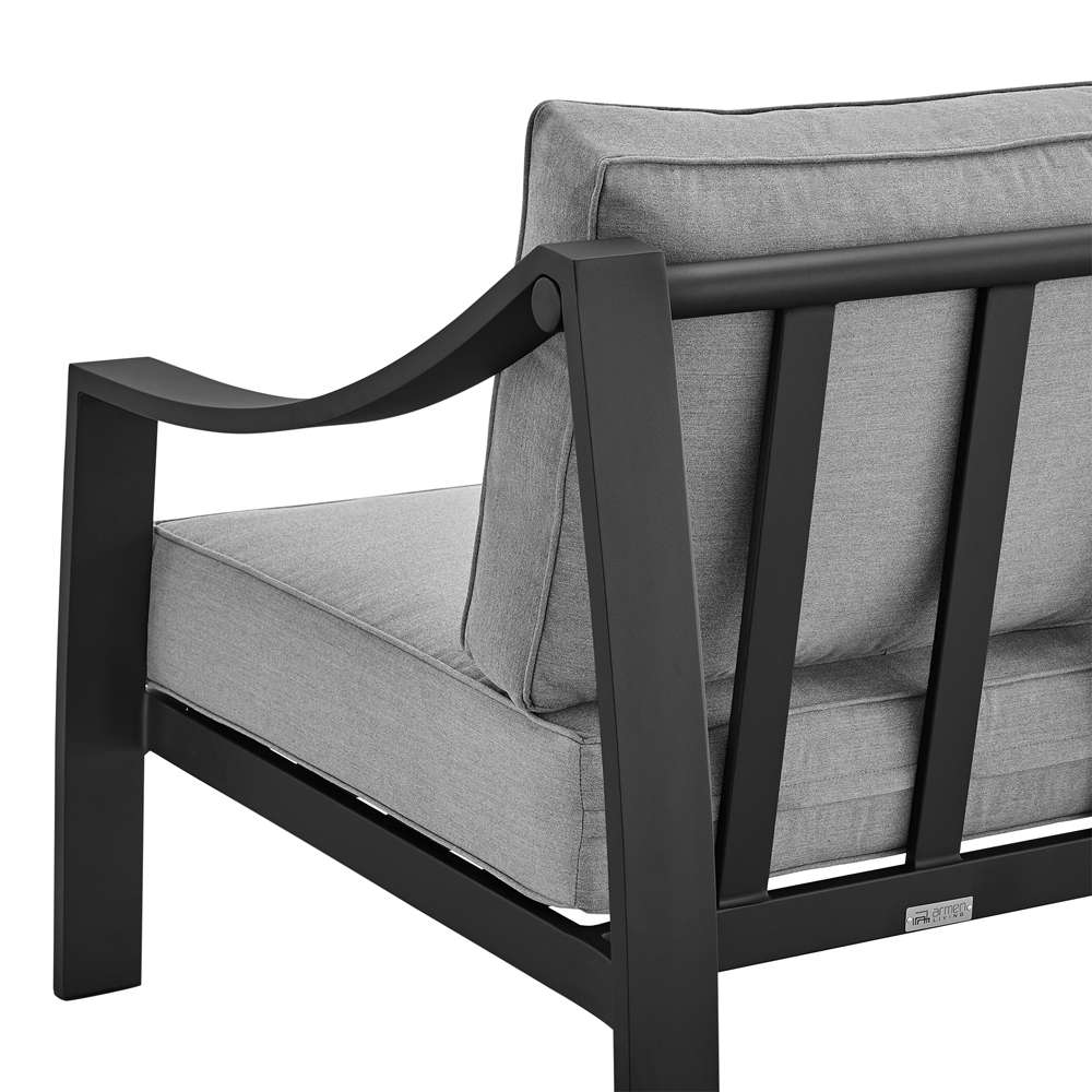 Armen Living - Mongo 4 Piece Outdoor Patio Furniture Set in Black Aluminum with Grey Cushions - 840254332423 veiw 8