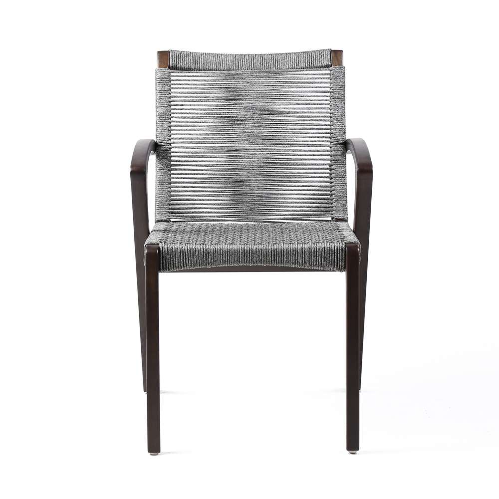 Armen Living - Nabila Outdoor Dark Eucalyptus Wood and Grey Rope Dining Chairs (Set of 2) - 840254333420 veiw 3
