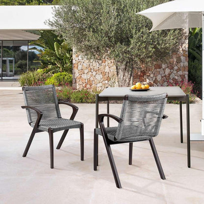 Armen Living - Nabila Outdoor Dark Eucalyptus Wood and Grey Rope Dining Chairs (Set of 2) - 840254333420 veiw 8