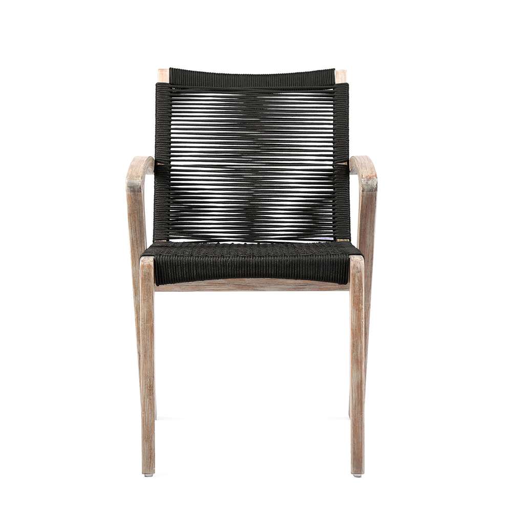Armen Living - Nabila Outdoor Light Eucalyptus Wood and Charcoal Rope Dining Chairs (Set of 2) - 840254333413 veiw 3