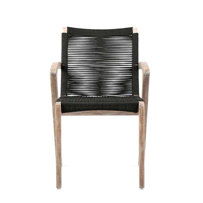 Armen Living - Nabila Outdoor Light Eucalyptus Wood and Charcoal Rope Dining Chairs (Set of 2) - 840254333413 veiw 3