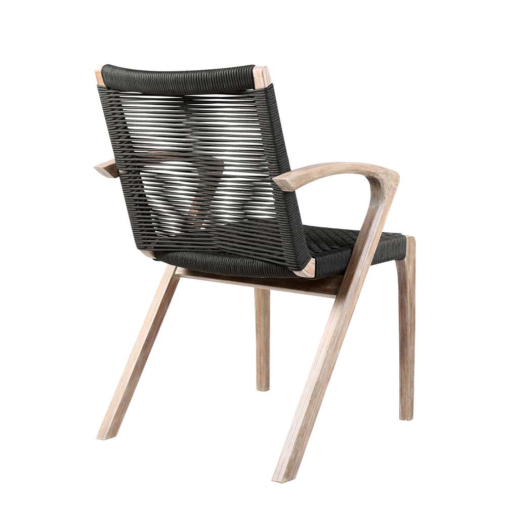 Armen Living - Nabila Outdoor Light Eucalyptus Wood and Charcoal Rope Dining Chairs (Set of 2) - 840254333413 veiw 4