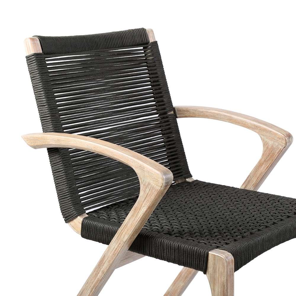 Armen Living - Nabila Outdoor Light Eucalyptus Wood and Charcoal Rope Dining Chairs (Set of 2) - 840254333413 veiw 6