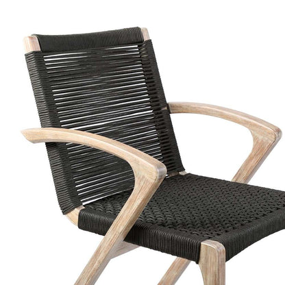 Armen Living - Nabila Outdoor Light Eucalyptus Wood and Charcoal Rope Dining Chairs (Set of 2) - 840254333413 veiw 6