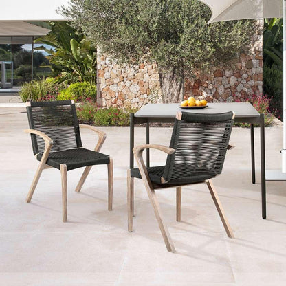 Armen Living - Nabila Outdoor Light Eucalyptus Wood and Charcoal Rope Dining Chairs (Set of 2) - 840254333413 veiw 8