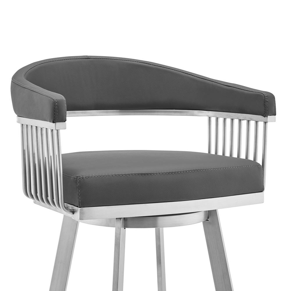 Armen Living - Naomi and Chelsea 3-Piece Counter Height Dining Set in Brushed Stainless Steel and Grey Faux Leather - SETNMCHGRBS3 veiw 6