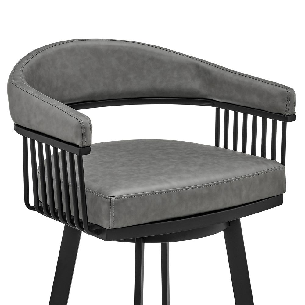 Armen Living - Naomi and Chelsea 3-Piece Counter Height Dining Set in Black Metal and Grey Faux Leather - SETNMCHGRBL3 veiw 6