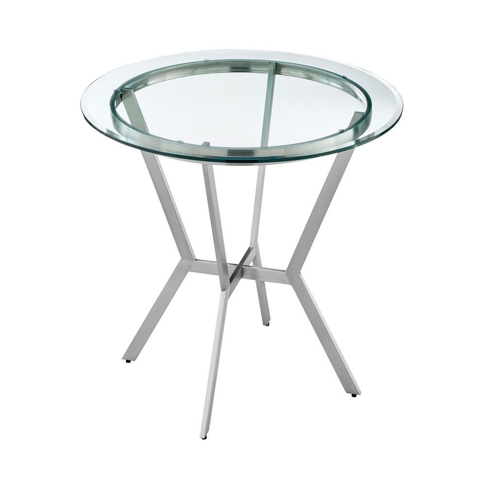 Armen Living - Naomi and Chelsea 4-Piece Counter Height Dining Set in Brushed Stainless Steel and Grey Faux Leather - SETNMCHGRBS4 veiw 5