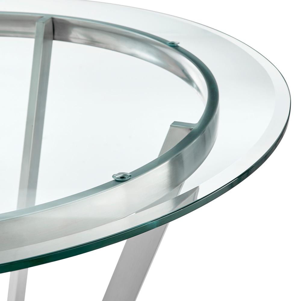 Armen Living - Naomi and Chelsea 4-Piece Counter Height Dining Set in Brushed Stainless Steel and Grey Faux Leather - SETNMCHGRBS4 veiw 7