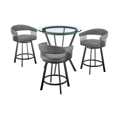 Armen Living - Naomi and Chelsea 4-Piece Counter Height Dining Set in Black Metal and Grey Faux Leather - SETNMCHGRBL4 veiw 1