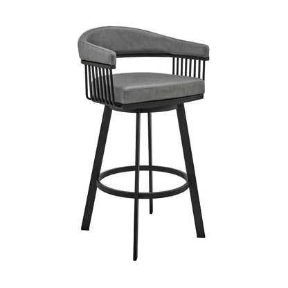 Armen Living - Naomi and Chelsea 4-Piece Counter Height Dining Set in Black Metal and Grey Faux Leather - SETNMCHGRBL4 veiw 2