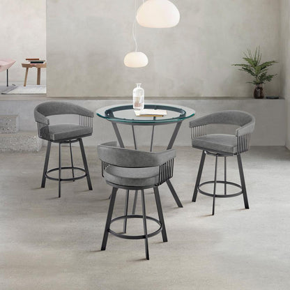 Armen Living - Naomi and Chelsea 4-Piece Counter Height Dining Set in Black Metal and Grey Faux Leather - SETNMCHGRBL4 veiw 9