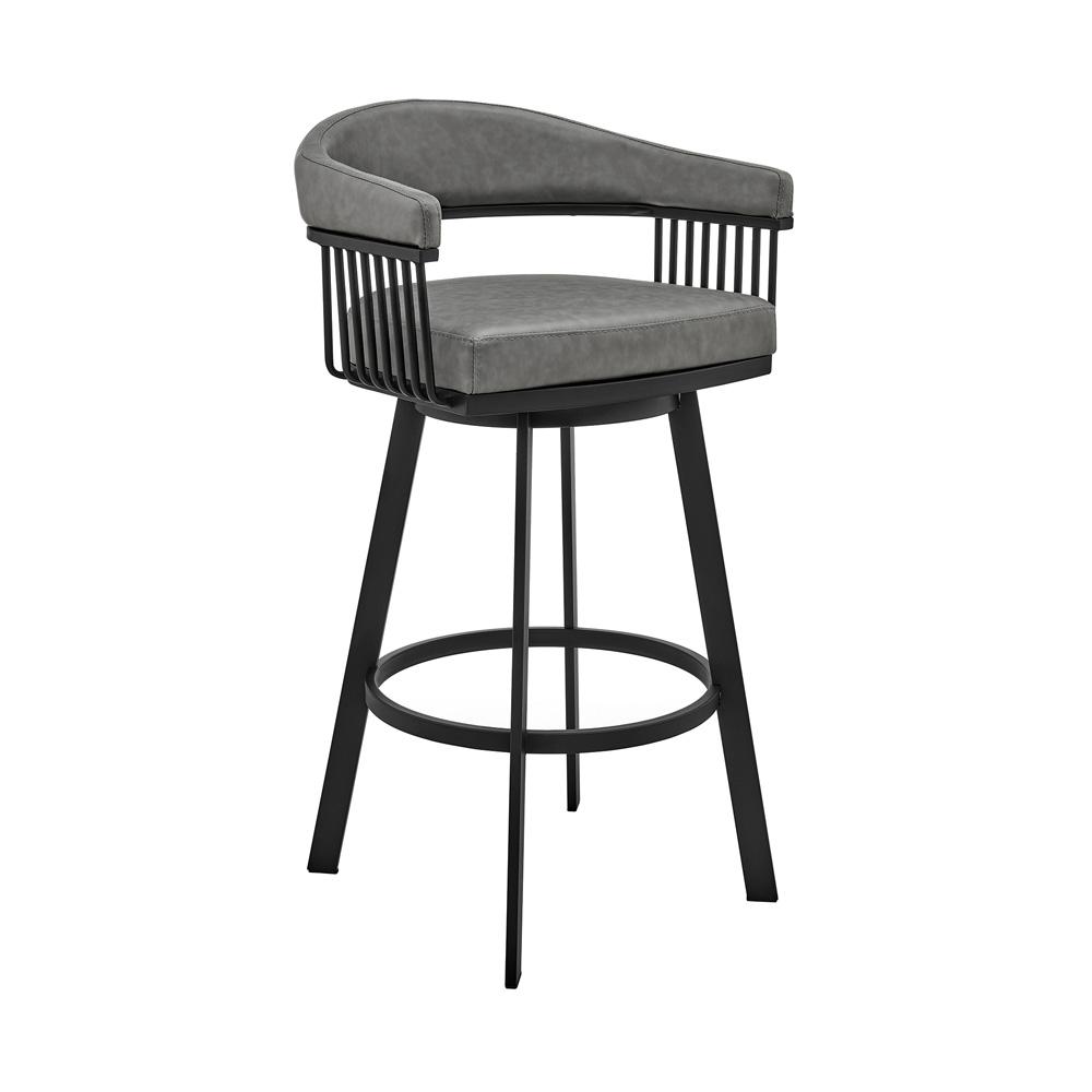 Armen Living - Naomi and Chelsea 5-Piece Counter Height Dining Set in Black Metal and Grey Faux Leather - SETNMCHGRBL5 veiw 2