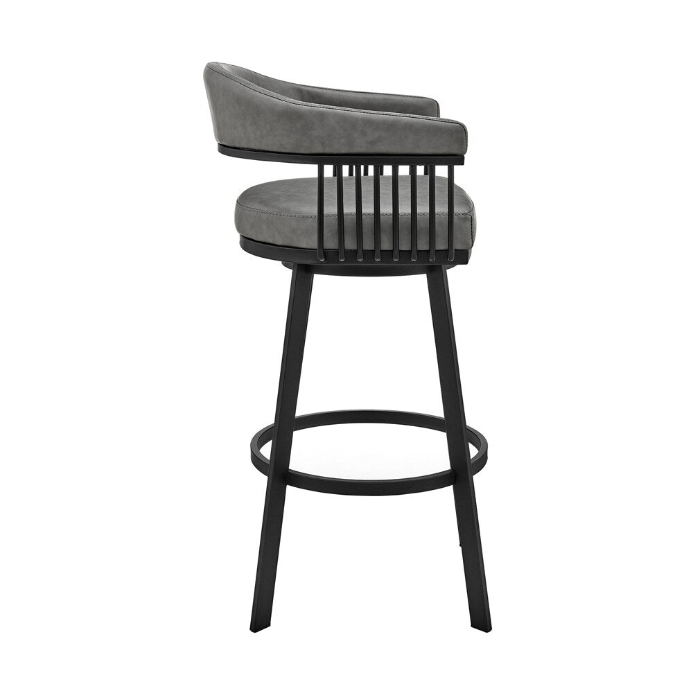 Armen Living - Naomi and Chelsea 5-Piece Counter Height Dining Set in Black Metal and Grey Faux Leather - SETNMCHGRBL5 veiw 3