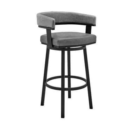 Armen Living - Naomi and Lorin 3-Piece Counter Height Dining Set in Black Metal and Grey Faux Leather - SETNMLRGRBL3 veiw 2