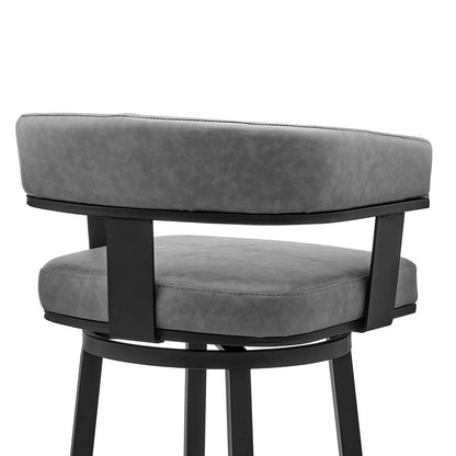 Armen Living - Naomi and Lorin 3-Piece Counter Height Dining Set in Black Metal and Grey Faux Leather - SETNMLRGRBL3 veiw 6