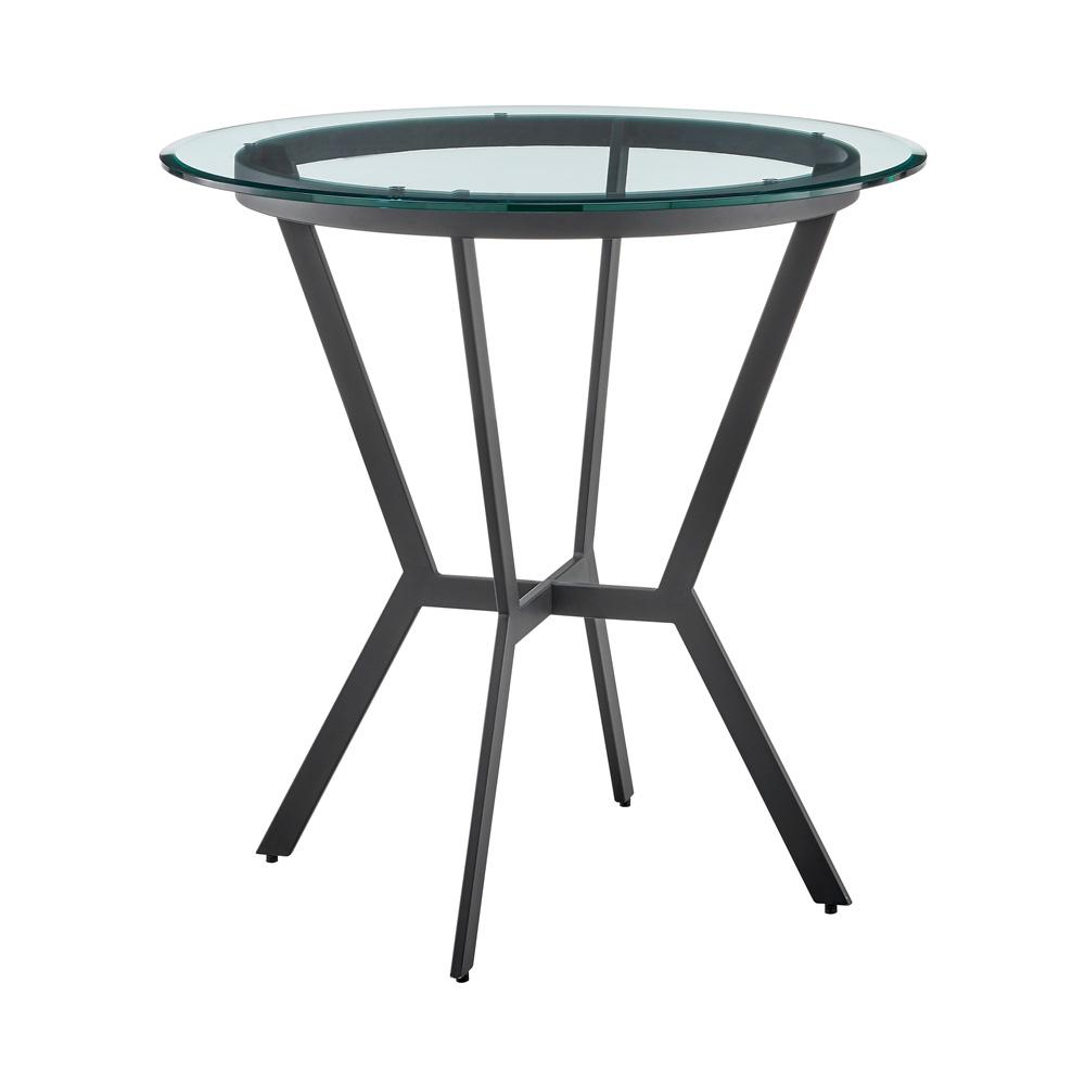 Armen Living Naomi Round Glass and Black Metal Bar Table - Thumbnail 3
