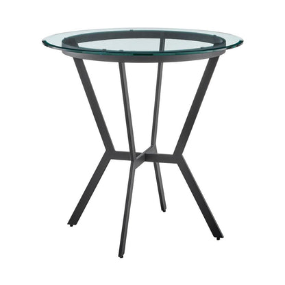 Armen Living - Naomi Round Glass and Black Metal Bar Table - LCNMDIGLMB veiw 1