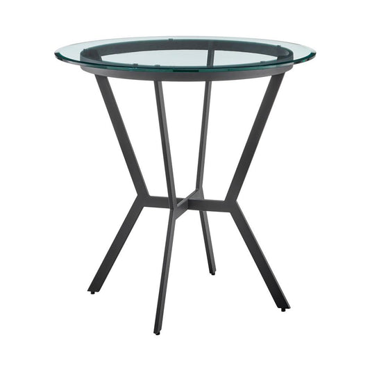 Armen Living - Naomi Round Glass and Black Metal Bar Table - LCNMDIGLMB veiw 1