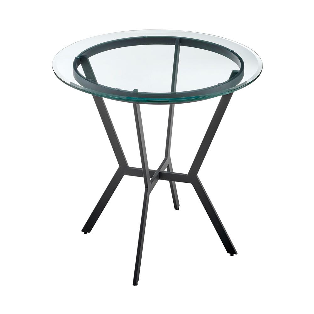 Armen Living - Naomi Round Glass and Black Metal Bar Table - LCNMDIGLMB veiw 3