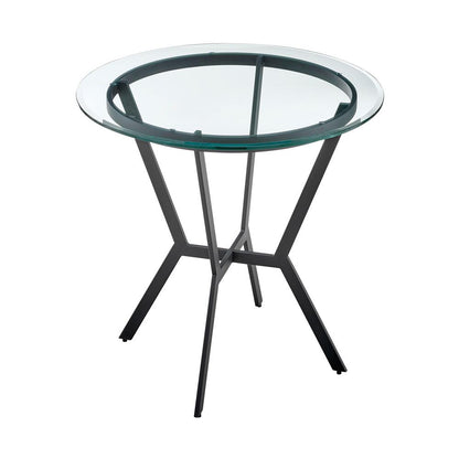 Armen Living - Naomi Round Glass and Black Metal Bar Table - LCNMDIGLMB veiw 3