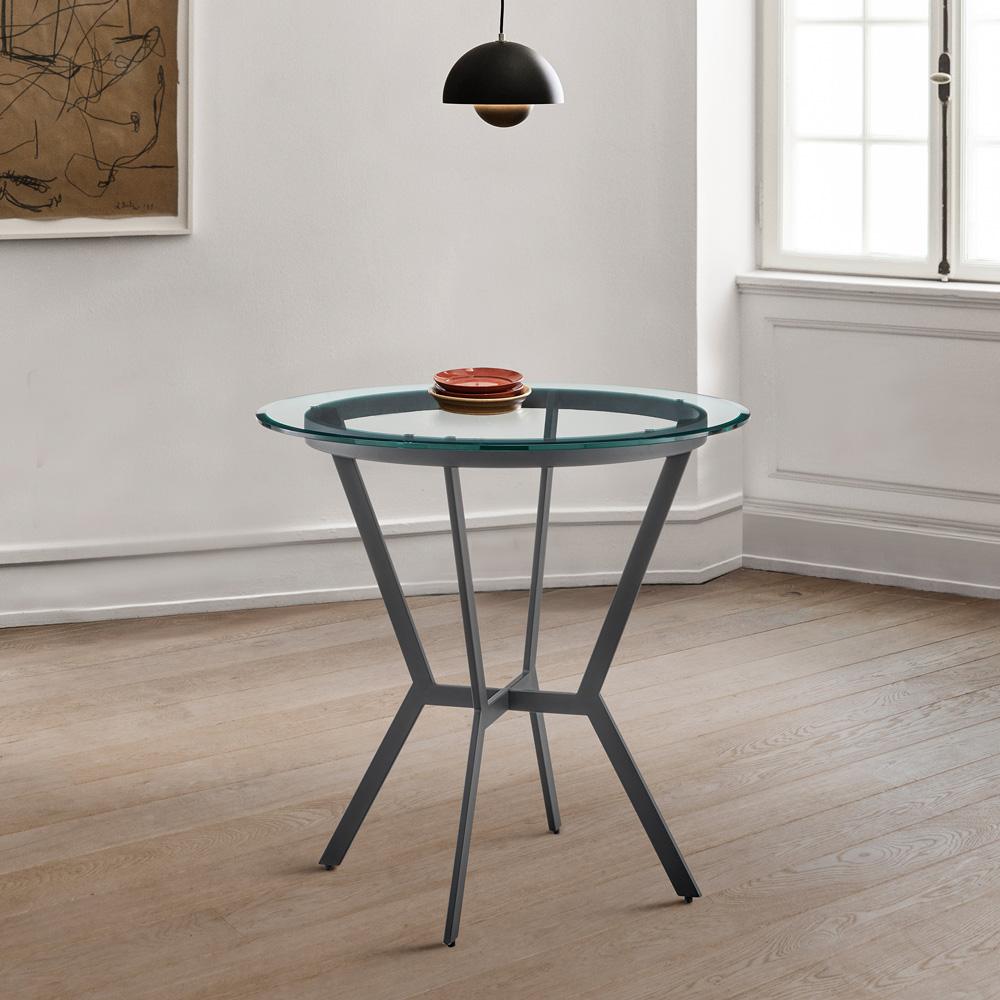 Armen Living - Naomi Round Glass and Black Metal Bar Table - LCNMDIGLMB veiw 6