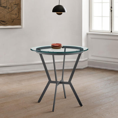 Armen Living - Naomi Round Glass and Black Metal Bar Table - LCNMDIGLMB veiw 6