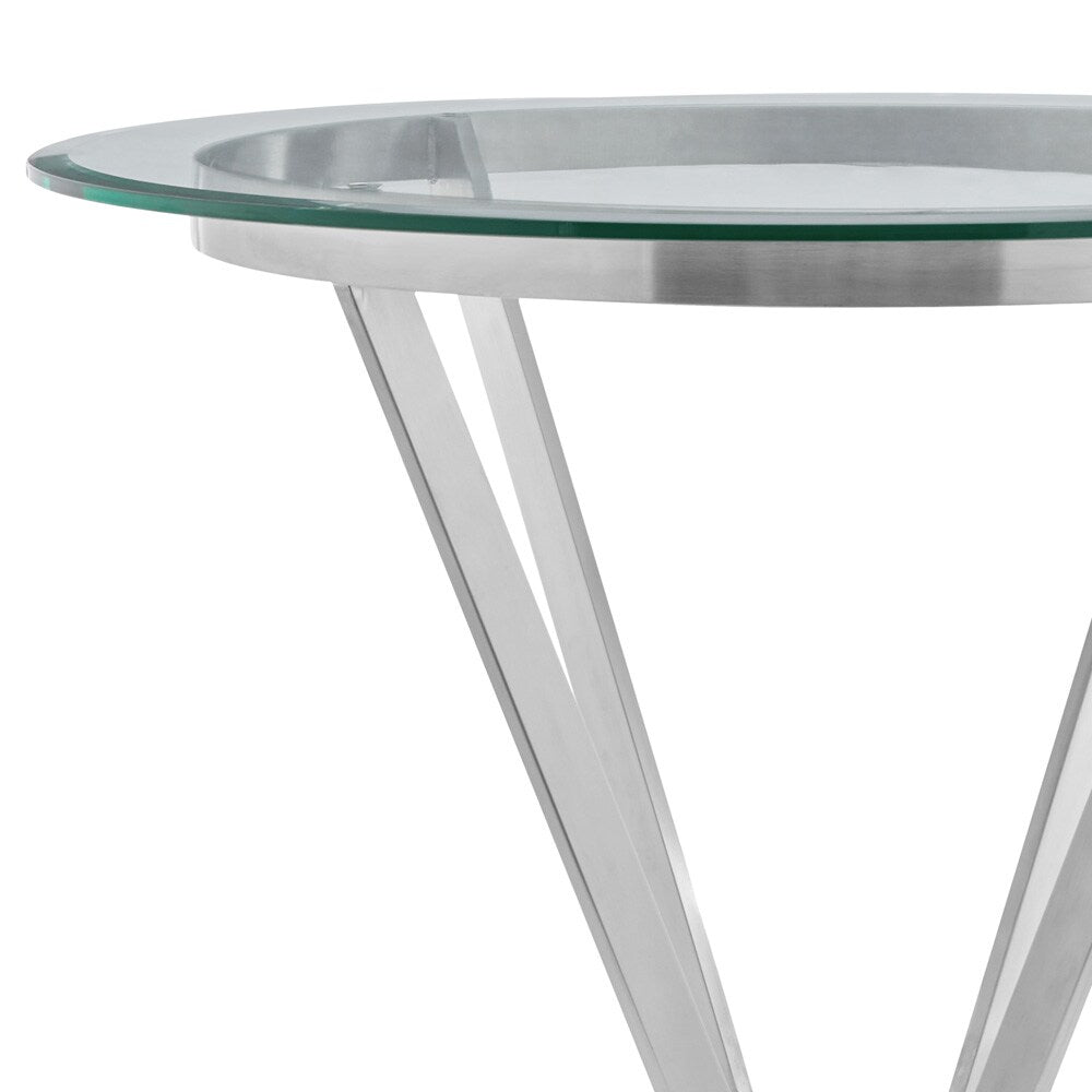 Armen Living - Naomi Round Glass and Brushed Stainless Steel Bar Table - LCNMDIGLBS veiw 2