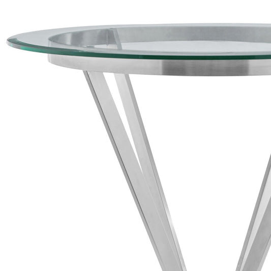 Armen Living - Naomi Round Glass and Brushed Stainless Steel Bar Table - LCNMDIGLBS veiw 2