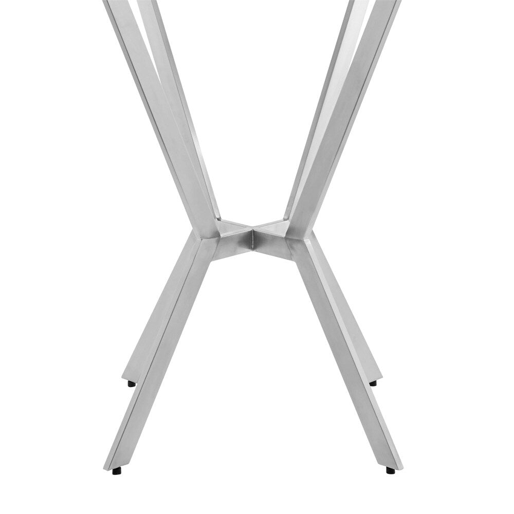 Armen Living Naomi Round Glass and Brushed Stainless Steel Bar Table - Thumbnail 5