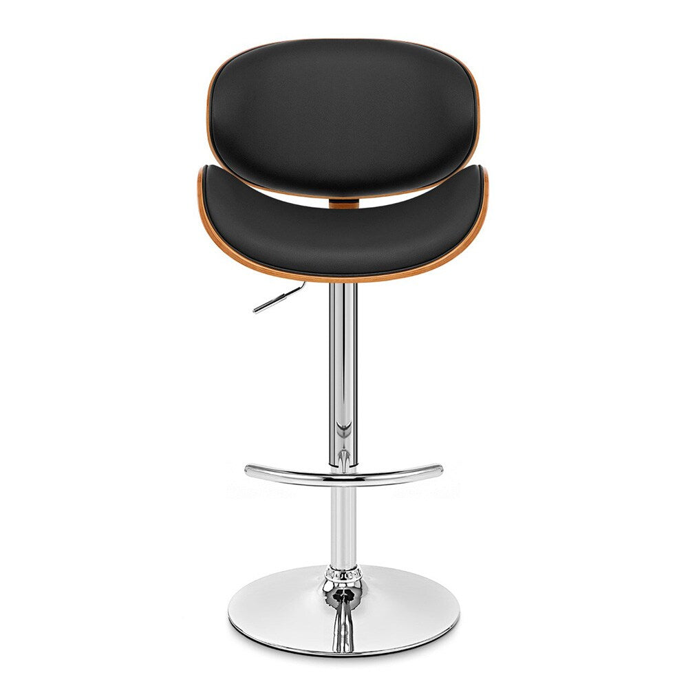 Armen Living - Naples Black Faux Leather Adjustable Height Swivel Walnut Wood and Chrome Base Bar Stool - LCNABABLKWA veiw 2