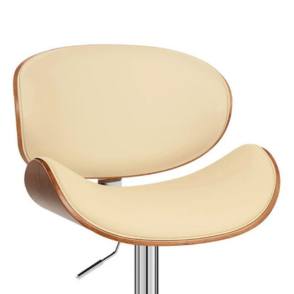 Armen Living - Naples Cream Faux Leather Adjustable Height Swivel Walnut Wood and Chrome Base Bar Stool - LCNABACRWA veiw 5