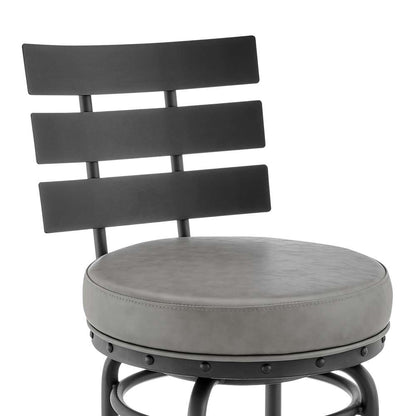 Armen Living - Natya Swivel Counter or Bar Stool in Black Finish with Grey Faux Leather - 840254333642 veiw 6
