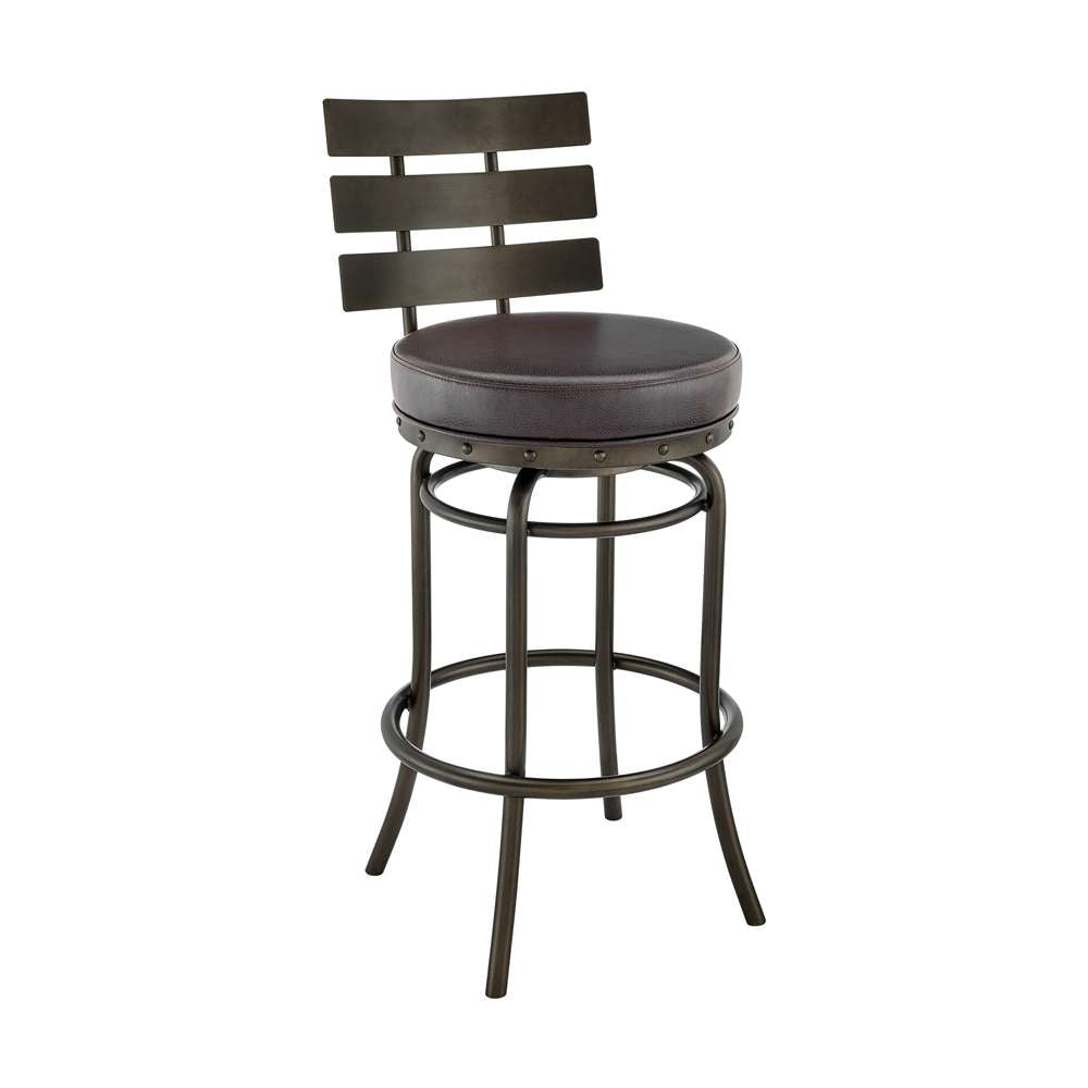 Armen Living - Natya Swivel Counter or Bar Stool in Mocha Finish with Brown Faux Leather - 840254333673 veiw 1