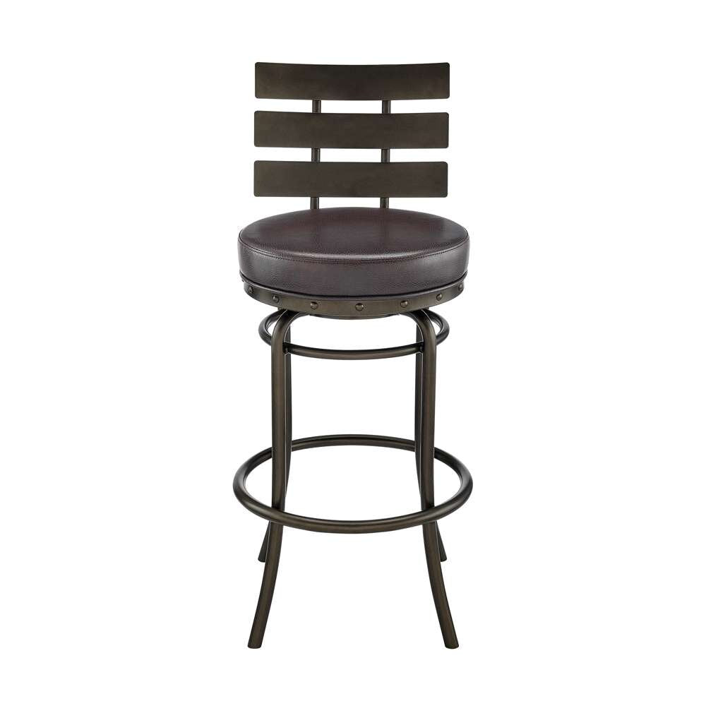 Armen Living - Natya Swivel Counter or Bar Stool in Mocha Finish with Brown Faux Leather - 840254333673 veiw 2