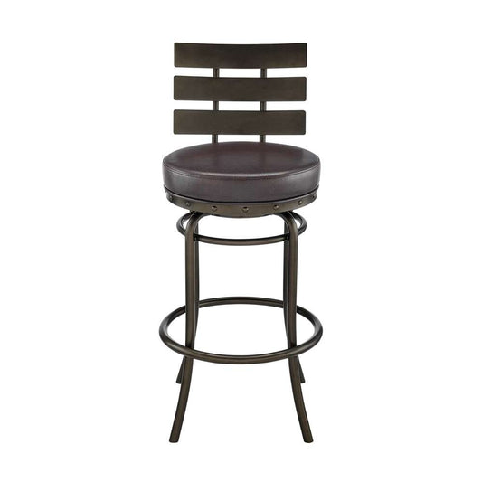 Armen Living - Natya Swivel Counter or Bar Stool in Mocha Finish with Brown Faux Leather - 840254333673 veiw 2